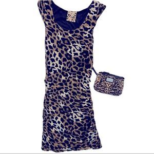Jetset Leopard Cocktail Dress Medium (M) paired with Nine West Wristlet